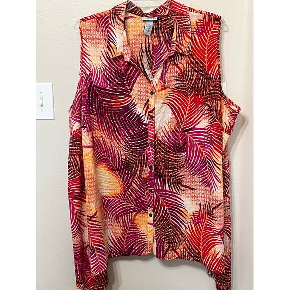 Catherines Tops - Catherine’s NWT Plus Sz 4X Women’s Blouse Tropical Sleeveless Button Beach